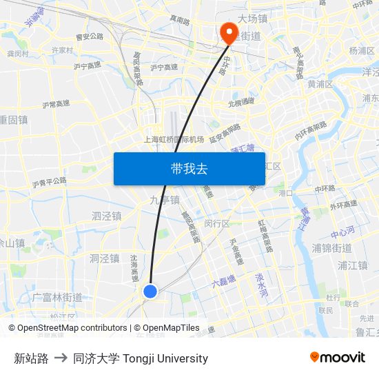 新站路 to 同济大学 Tongji University map