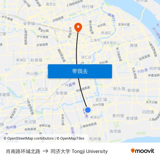 肖南路环城北路 to 同济大学 Tongji University map