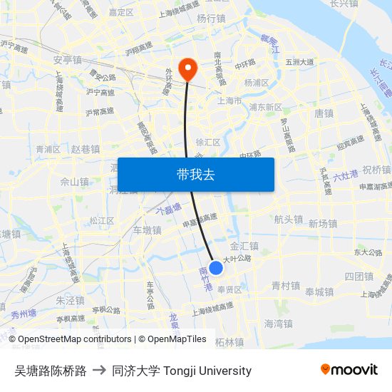 吴塘路陈桥路 to 同济大学 Tongji University map