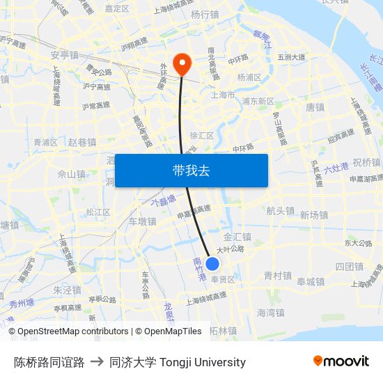 陈桥路同谊路 to 同济大学 Tongji University map