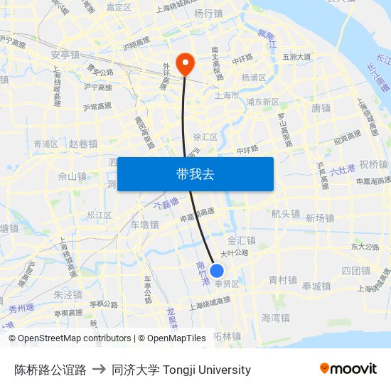 陈桥路公谊路 to 同济大学 Tongji University map