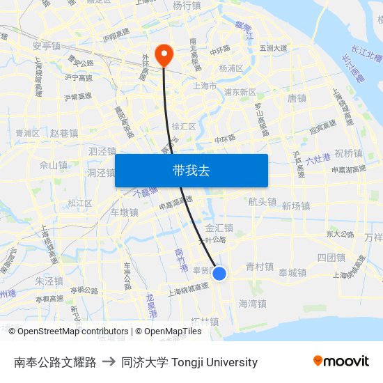 南奉公路文耀路 to 同济大学 Tongji University map