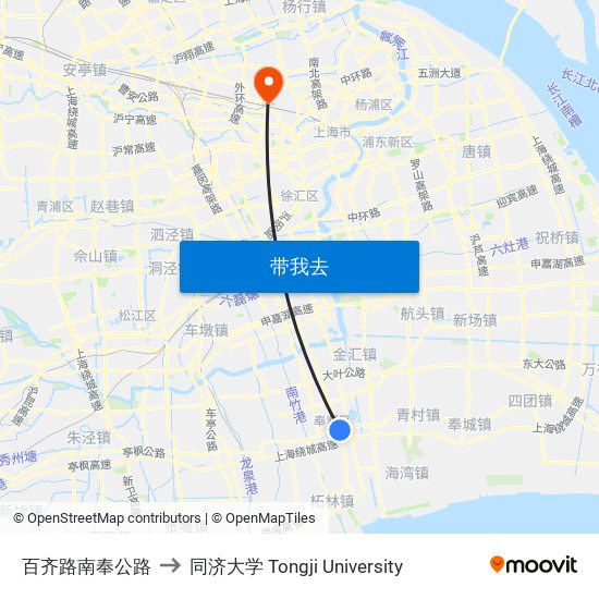 百齐路南奉公路 to 同济大学 Tongji University map