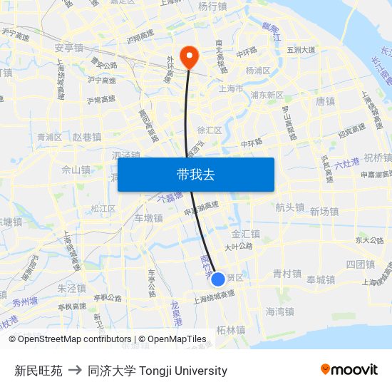 新民旺苑 to 同济大学 Tongji University map