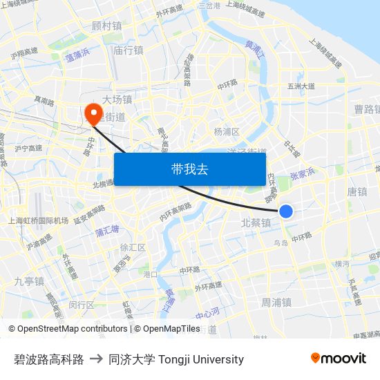 碧波路高科路 to 同济大学 Tongji University map