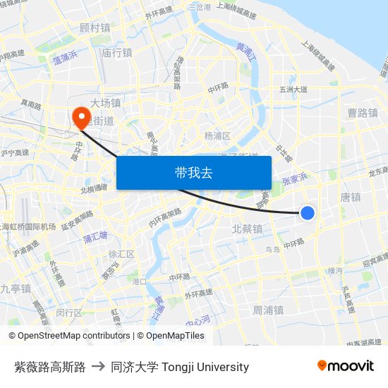 紫薇路高斯路 to 同济大学 Tongji University map