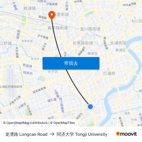 龙漕路 Longcao Road to 同济大学 Tongji University map