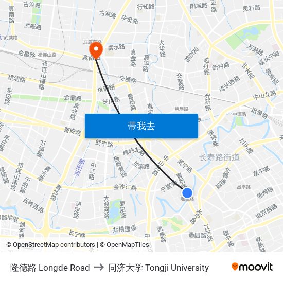 隆德路 Longde Road to 同济大学 Tongji University map