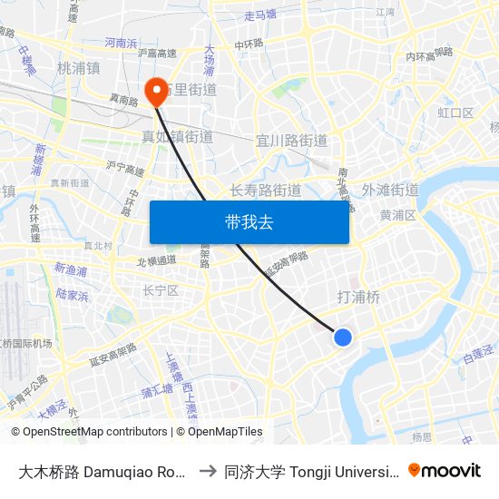 大木桥路 Damuqiao Road to 同济大学 Tongji University map