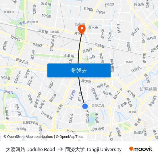 大渡河路 Daduhe Road to 同济大学 Tongji University map
