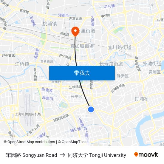 宋园路 Songyuan Road to 同济大学 Tongji University map