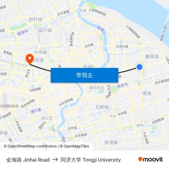 金海路 Jinhai Road to 同济大学 Tongji University map