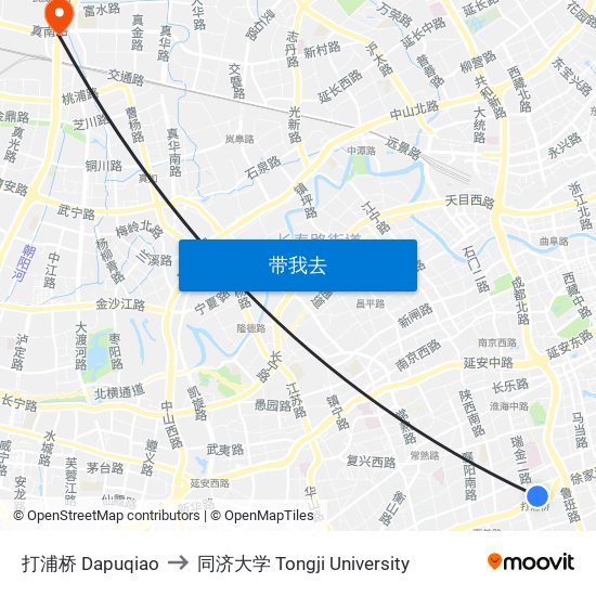打浦桥 Dapuqiao to 同济大学 Tongji University map