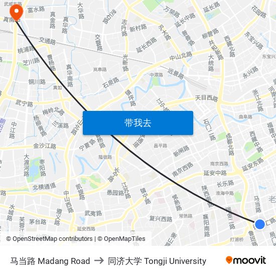 马当路 Madang Road to 同济大学 Tongji University map