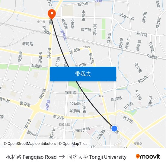 枫桥路 Fengqiao Road to 同济大学 Tongji University map