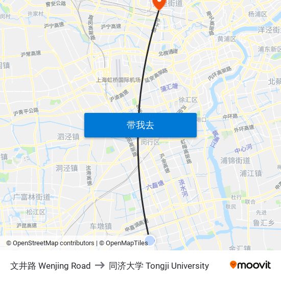 文井路 Wenjing Road to 同济大学 Tongji University map
