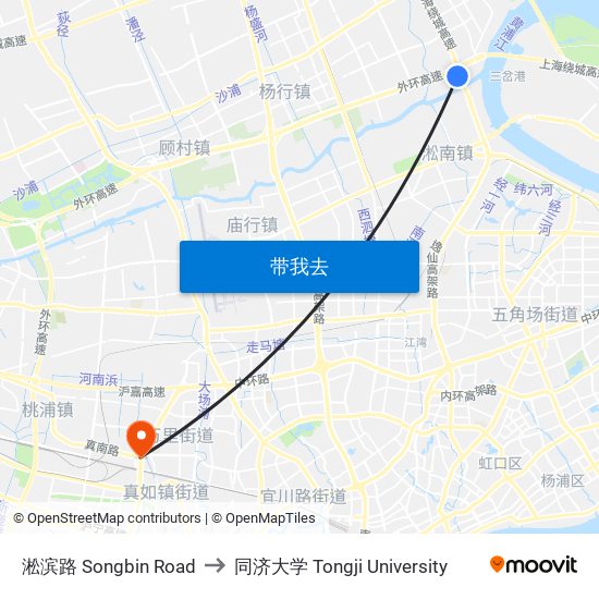 淞滨路 Songbin Road to 同济大学 Tongji University map