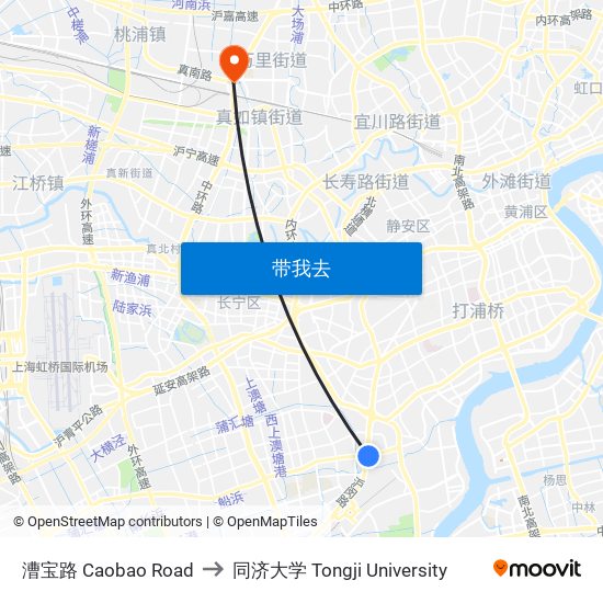 漕宝路 Caobao Road to 同济大学 Tongji University map