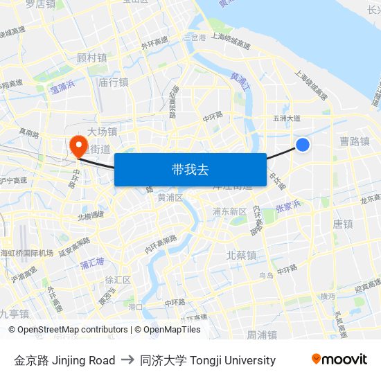 金京路 Jinjing Road to 同济大学 Tongji University map
