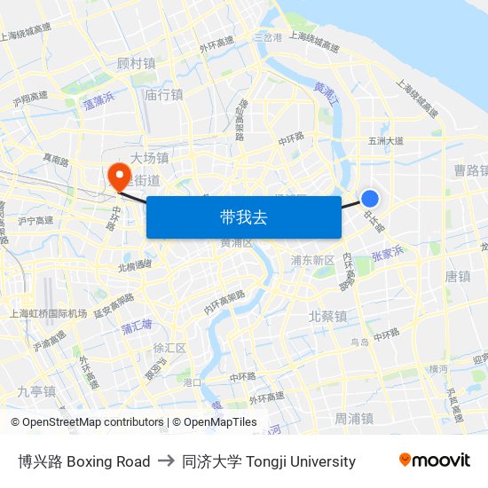 博兴路 Boxing Road to 同济大学 Tongji University map