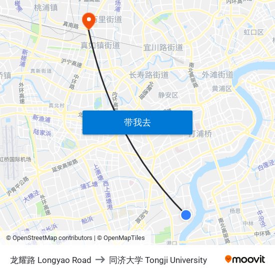 龙耀路 Longyao Road to 同济大学 Tongji University map