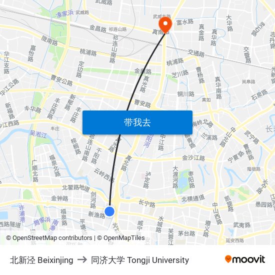 北新泾 Beixinjing to 同济大学 Tongji University map