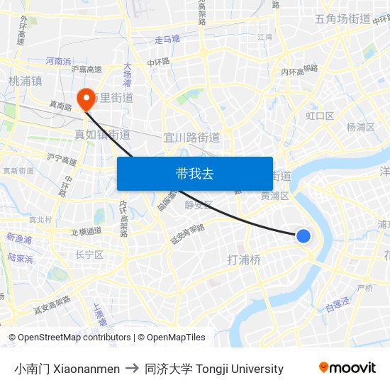 小南门 Xiaonanmen to 同济大学 Tongji University map