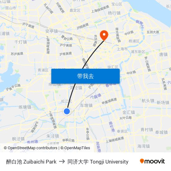 醉白池 Zuibaichi Park to 同济大学 Tongji University map
