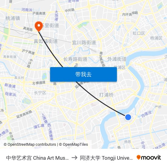 中华艺术宫 China Art Museum to 同济大学 Tongji University map