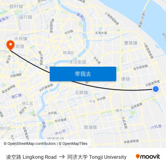 凌空路 Lingkong Road to 同济大学 Tongji University map