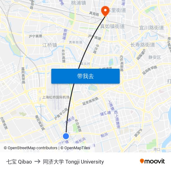 七宝 Qibao to 同济大学 Tongji University map