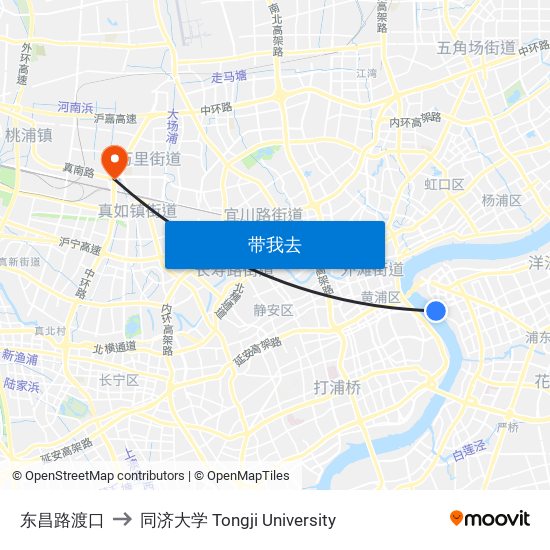 东昌路渡口 to 同济大学 Tongji University map