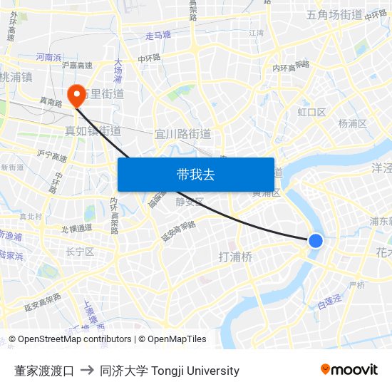 董家渡渡口 to 同济大学 Tongji University map