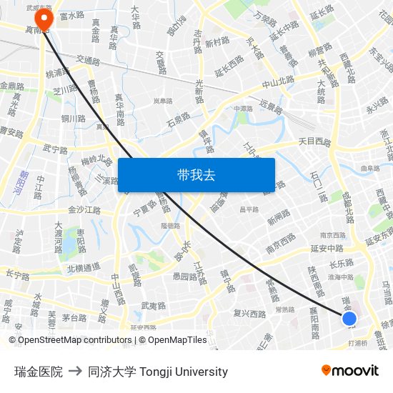 瑞金医院 to 同济大学 Tongji University map