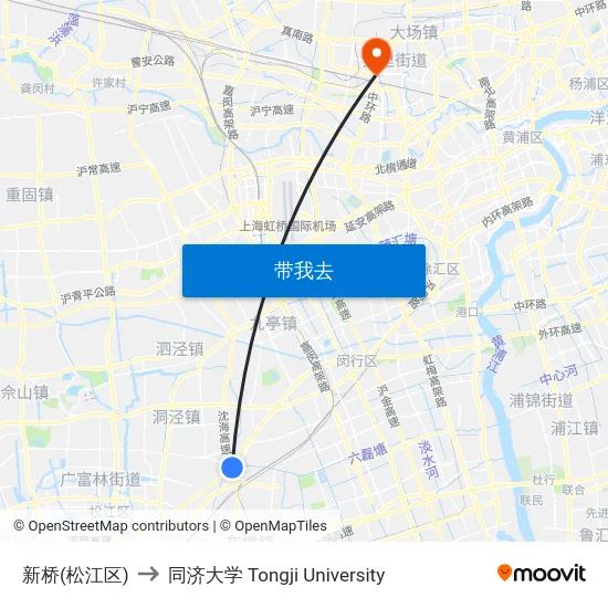 新桥(松江区) to 同济大学 Tongji University map