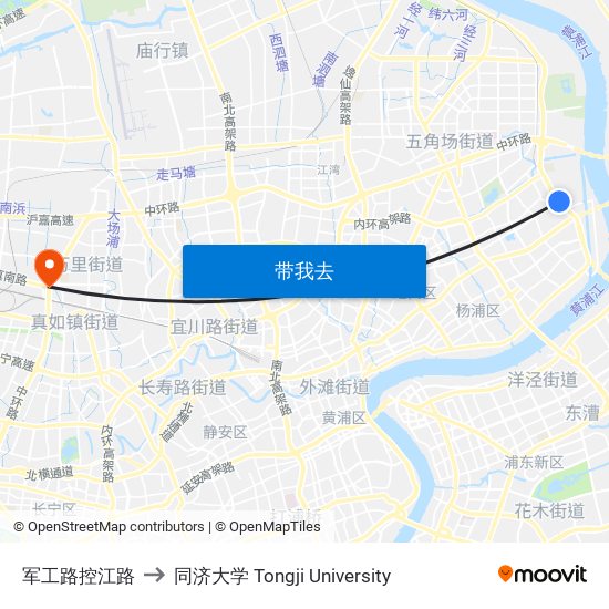 军工路控江路 to 同济大学 Tongji University map