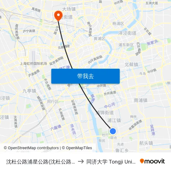 沈杜公路浦星公路(沈杜公路地铁站) to 同济大学 Tongji University map