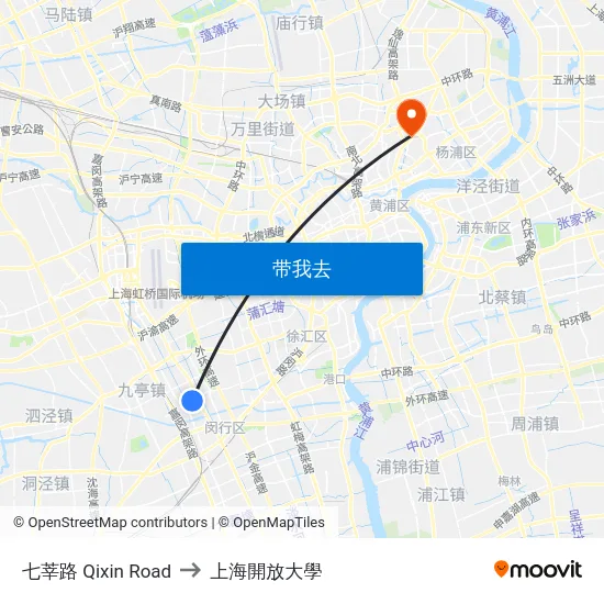 七莘路 Qixin Road to 上海開放大學 map