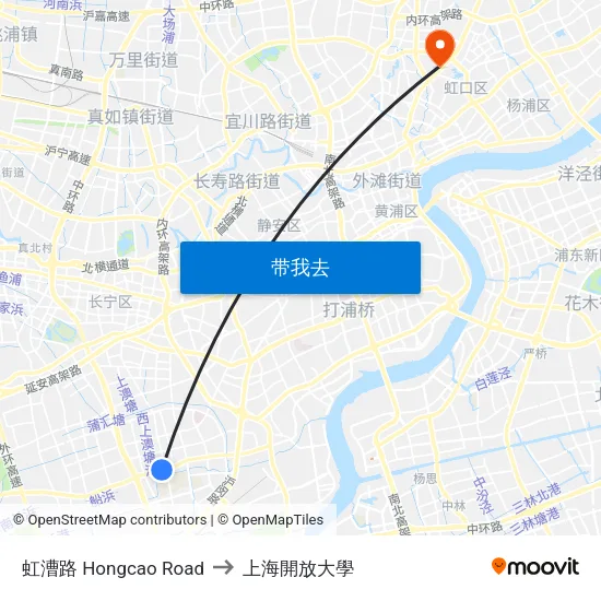 虹漕路 Hongcao Road to 上海開放大學 map