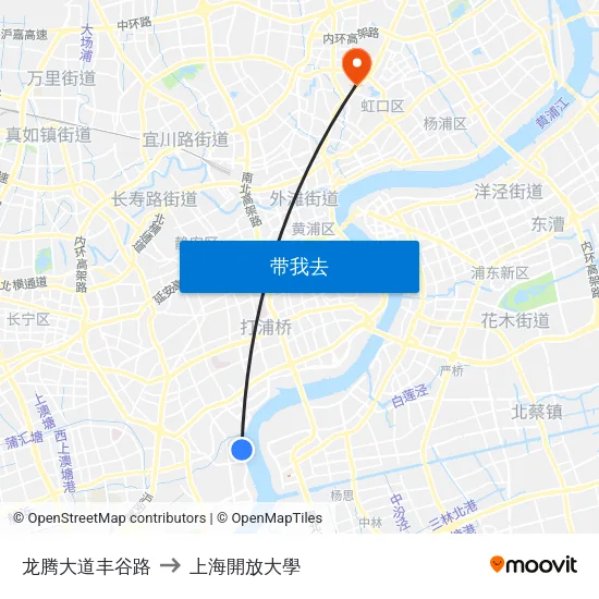 龙腾大道丰谷路 to 上海開放大學 map