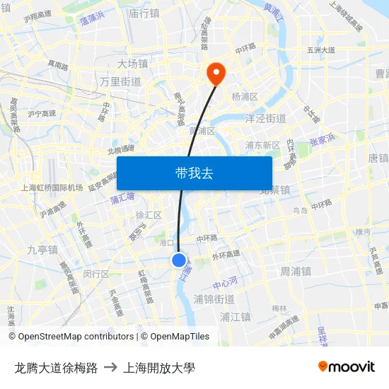 龙腾大道徐梅路 to 上海開放大學 map