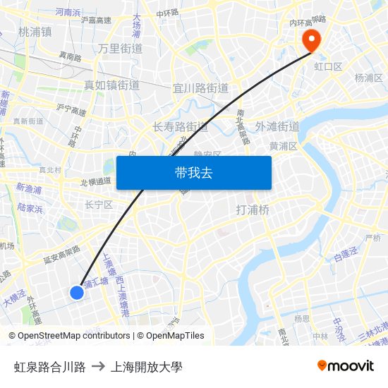 虹泉路合川路 to 上海開放大學 map