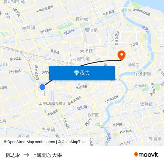 陈思桥 to 上海開放大學 map