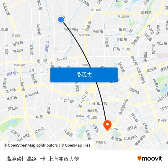 高境路恒高路 to 上海開放大學 map