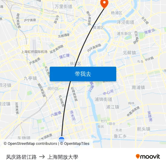 凤庆路碧江路 to 上海開放大學 map