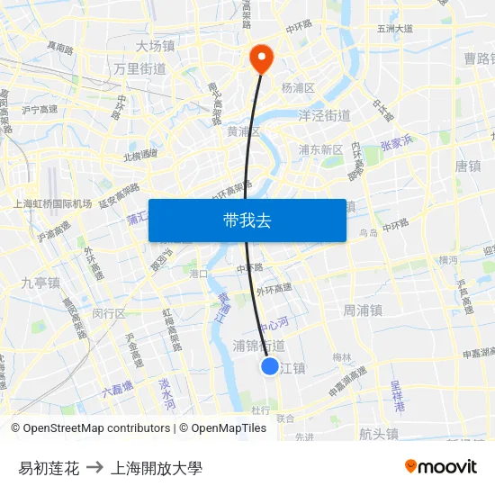易初莲花 to 上海開放大學 map