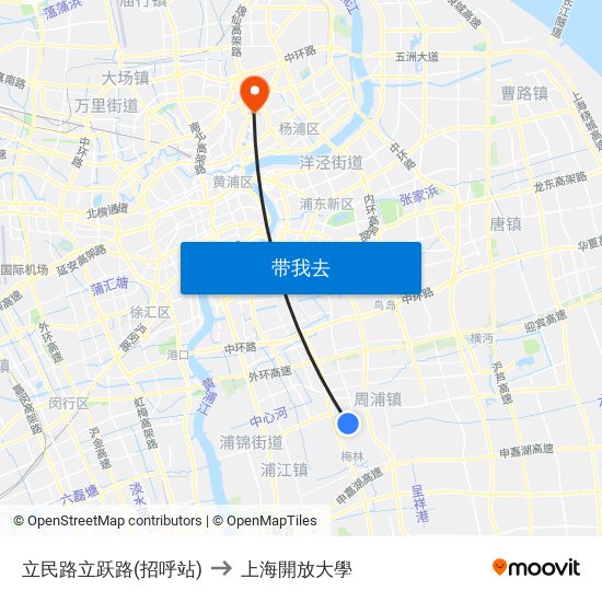 立民路立跃路(招呼站) to 上海開放大學 map