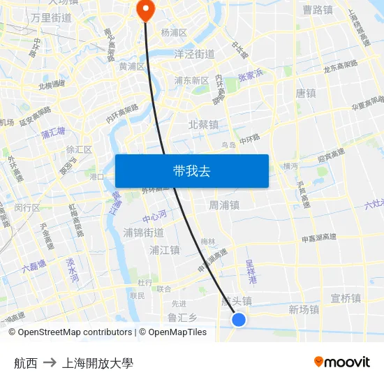 航西 to 上海開放大學 map