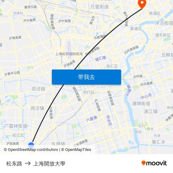 松东路 to 上海開放大學 map