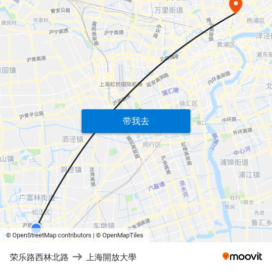 荣乐路西林北路 to 上海開放大學 map